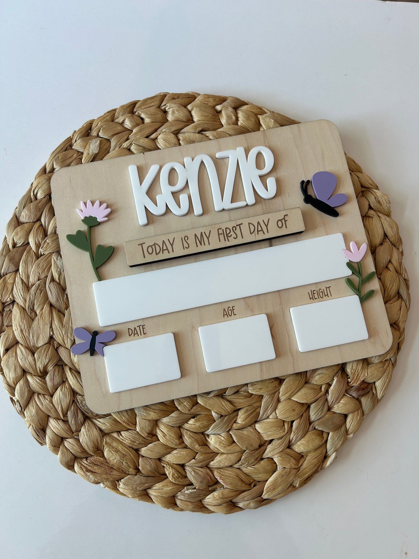 Wildflower and Butterfly First and Last Day Reusable Board