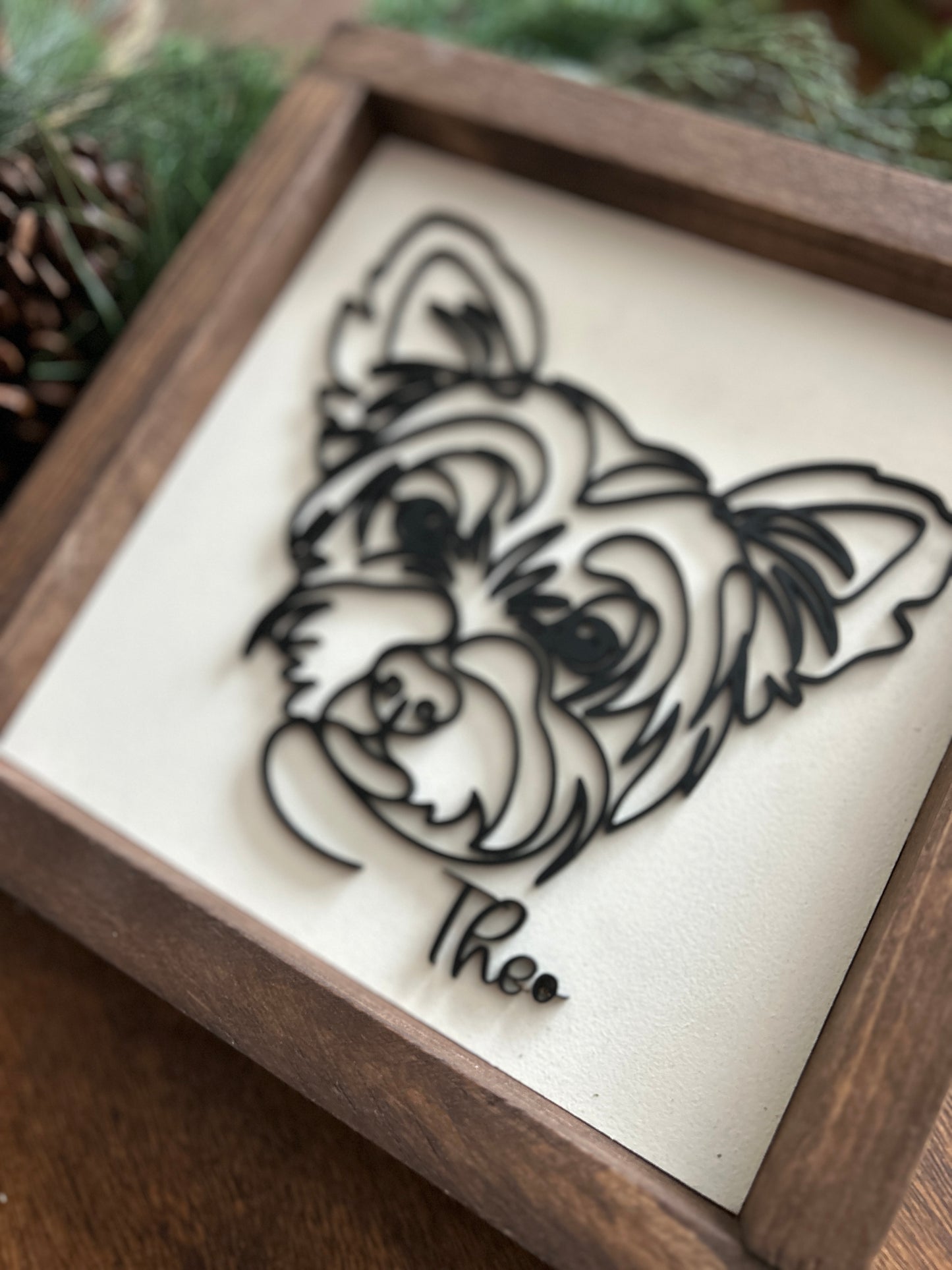Dog Line Art Framed Sign