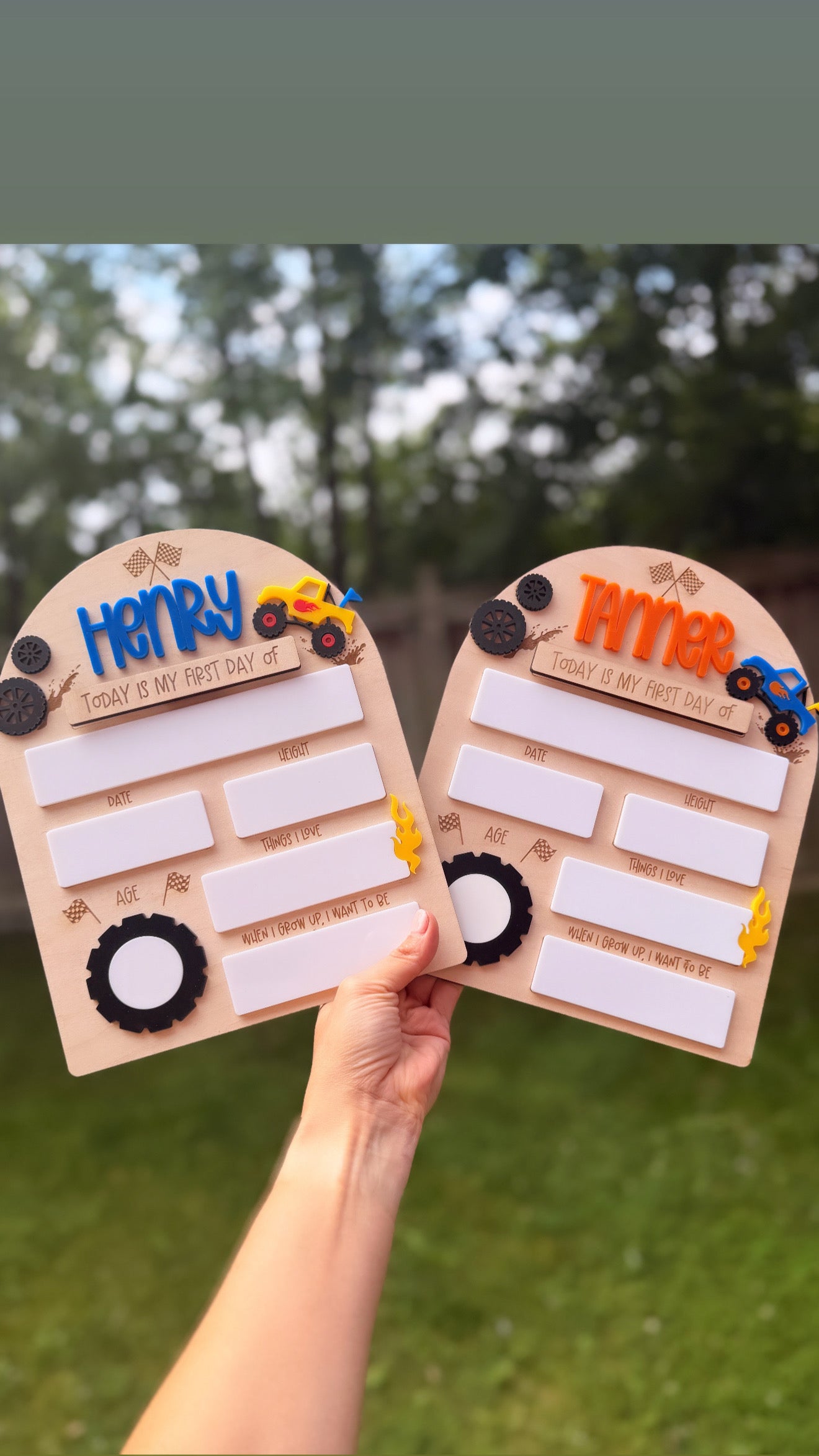 Personalized Monster Truck First & Last Day of School Sign
