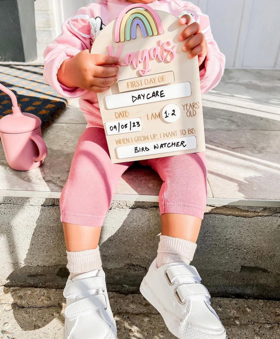 Personalized First Day of School Erasable Wood Plaque-Mini Size