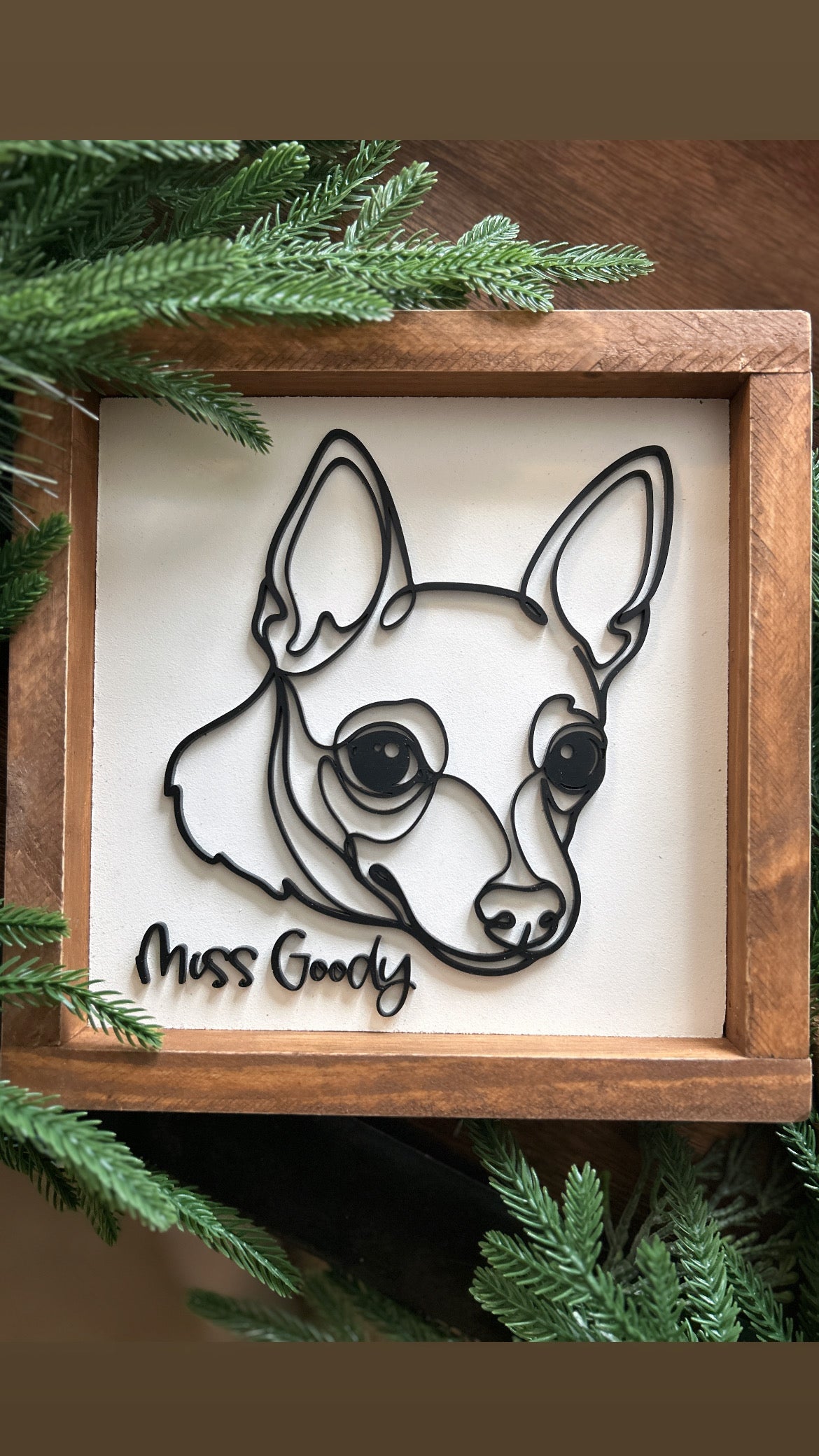 Dog Line Art Framed Sign