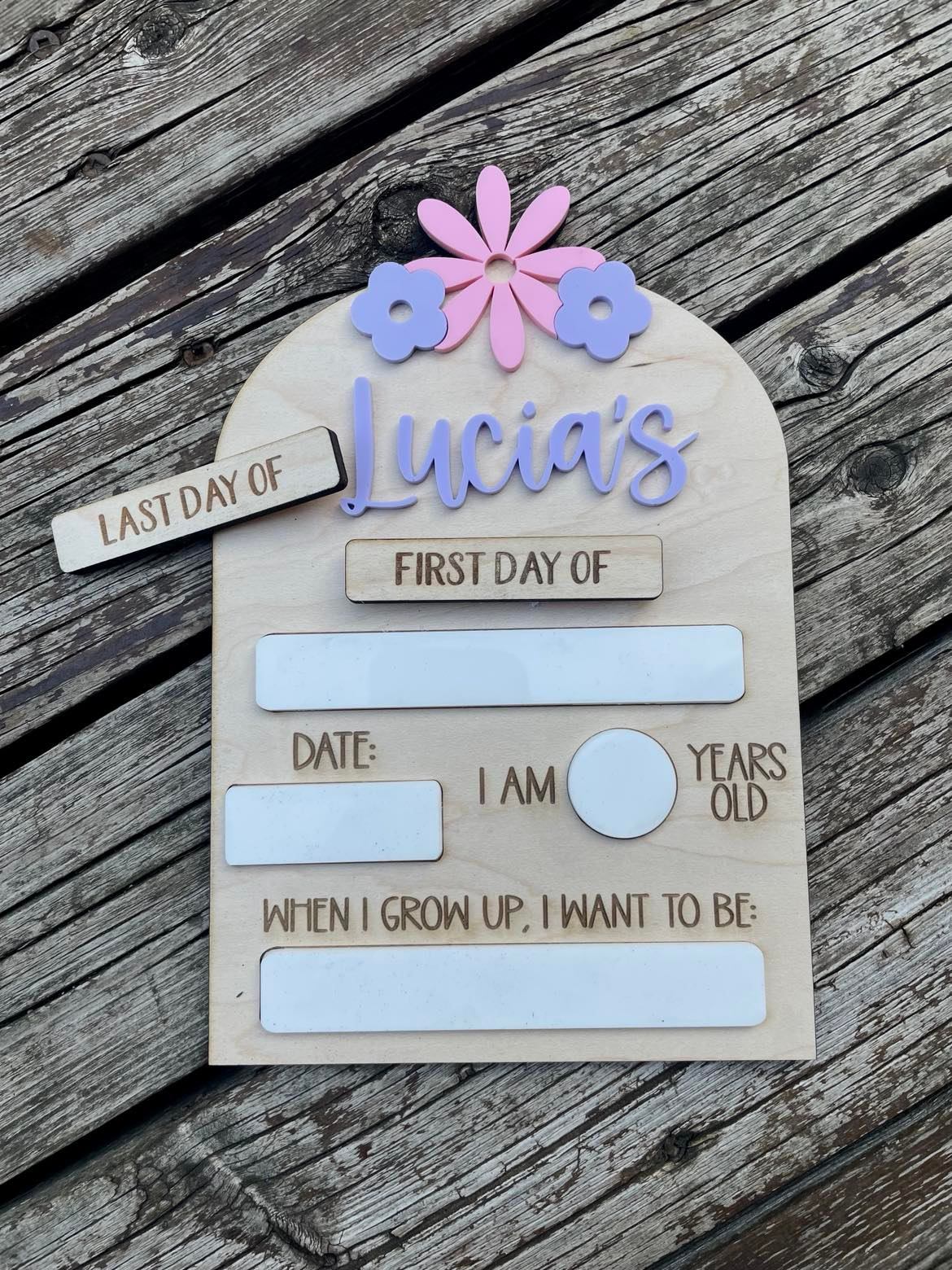 Personalized First Day of School Erasable Wood Plaque-Mini Size