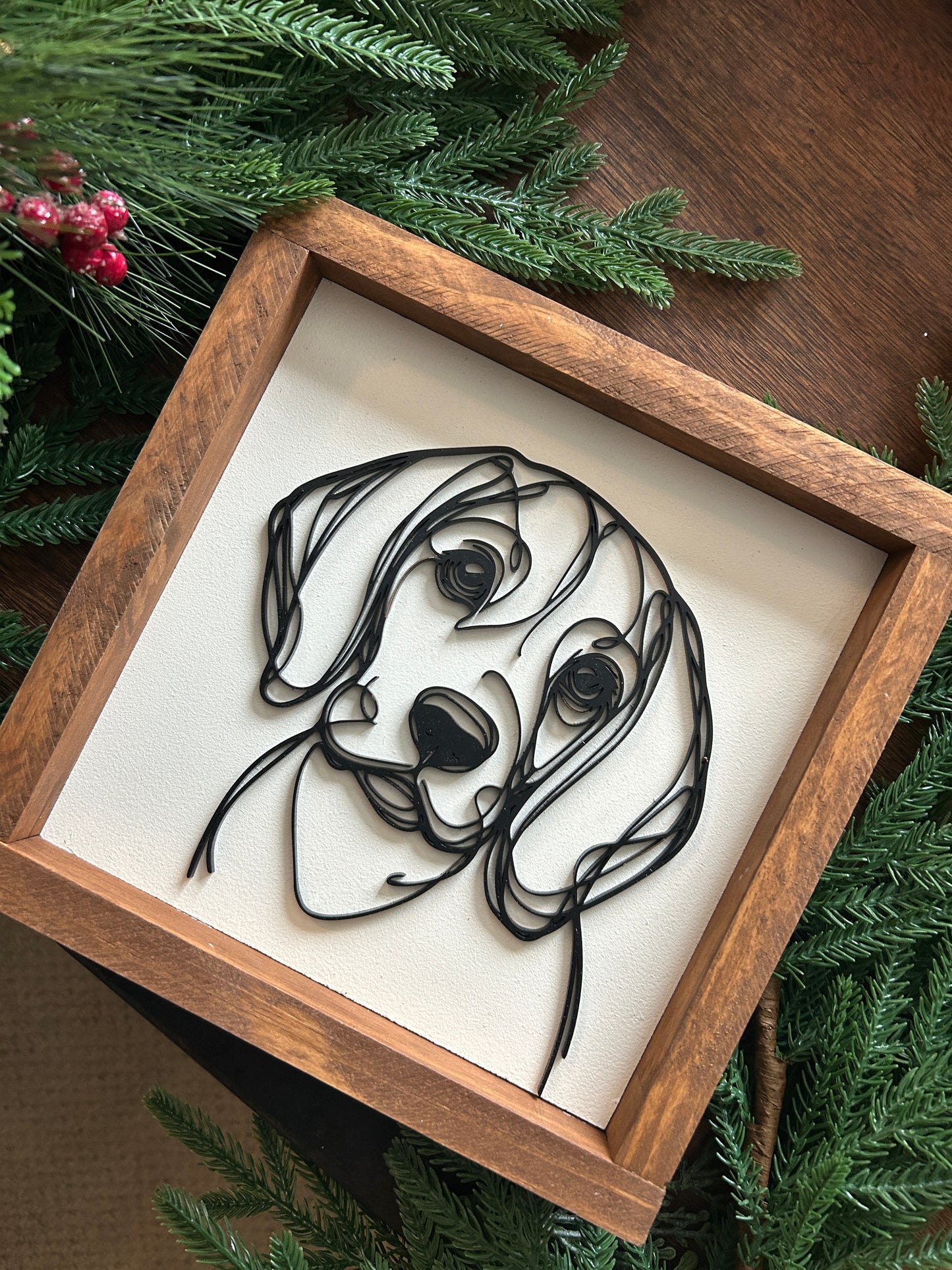 Dog Line Art Framed Sign