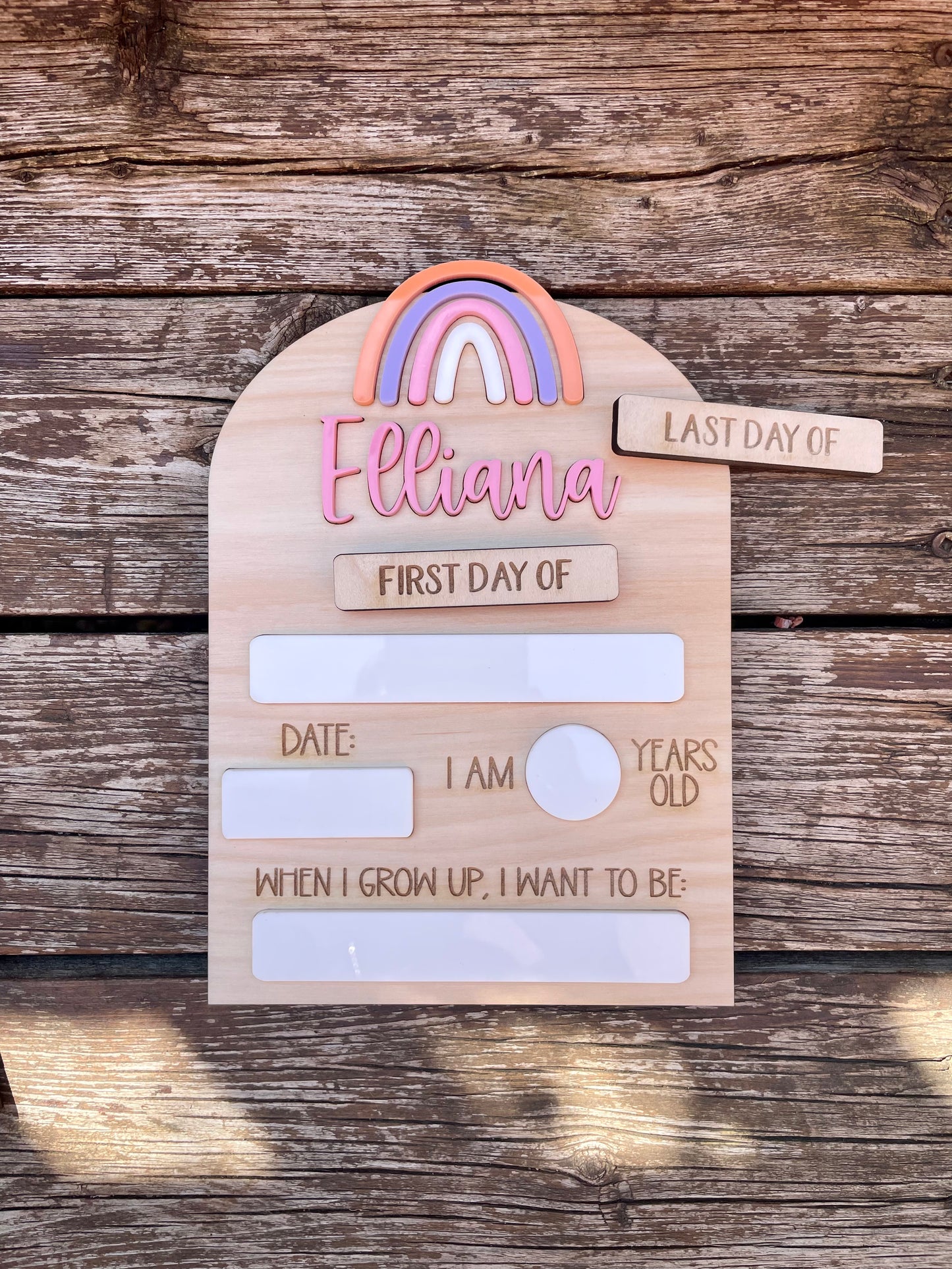 Personalized First Day of School Erasable Wood Plaque-Mini Size
