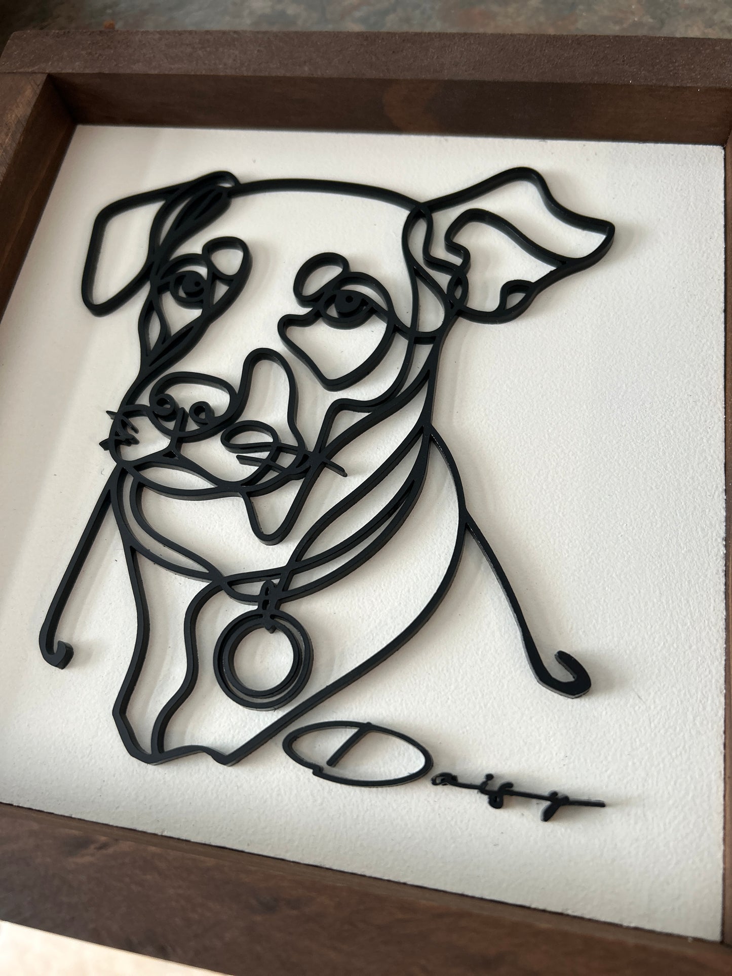 Dog Line Art Framed Sign