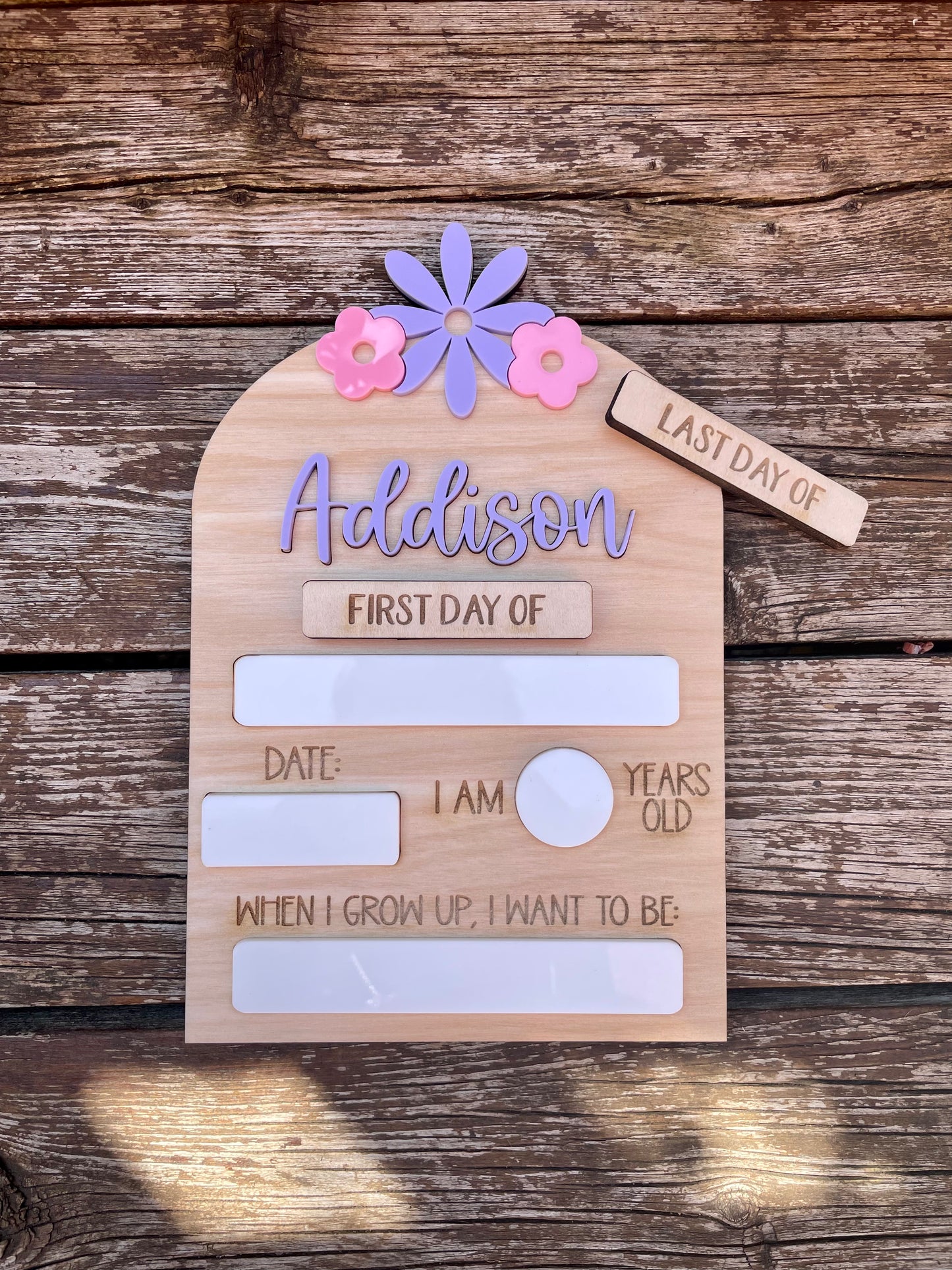 Personalized First Day of School Erasable Wood Plaque-Mini Size