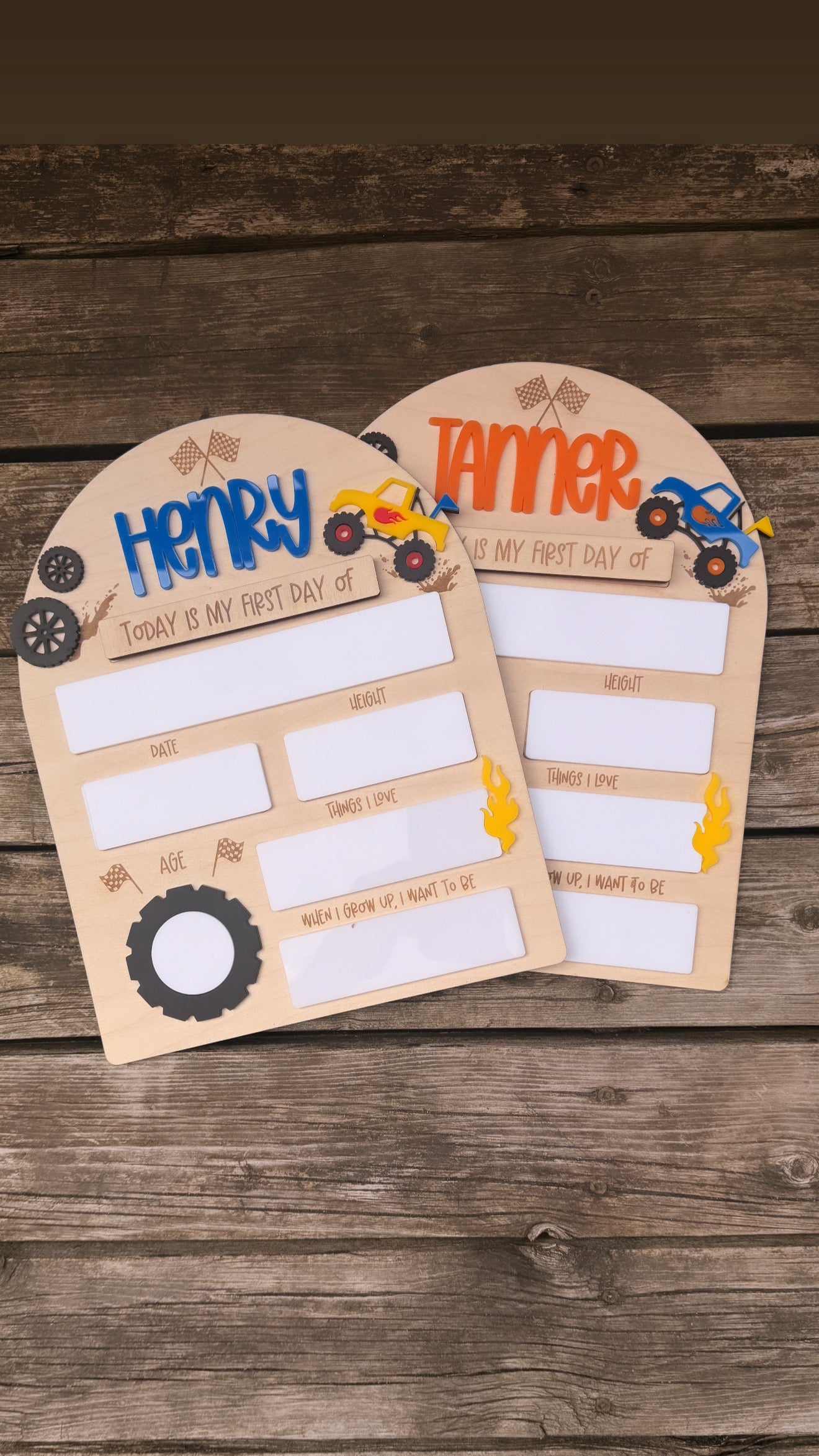 Personalized Monster Truck First & Last Day of School Sign