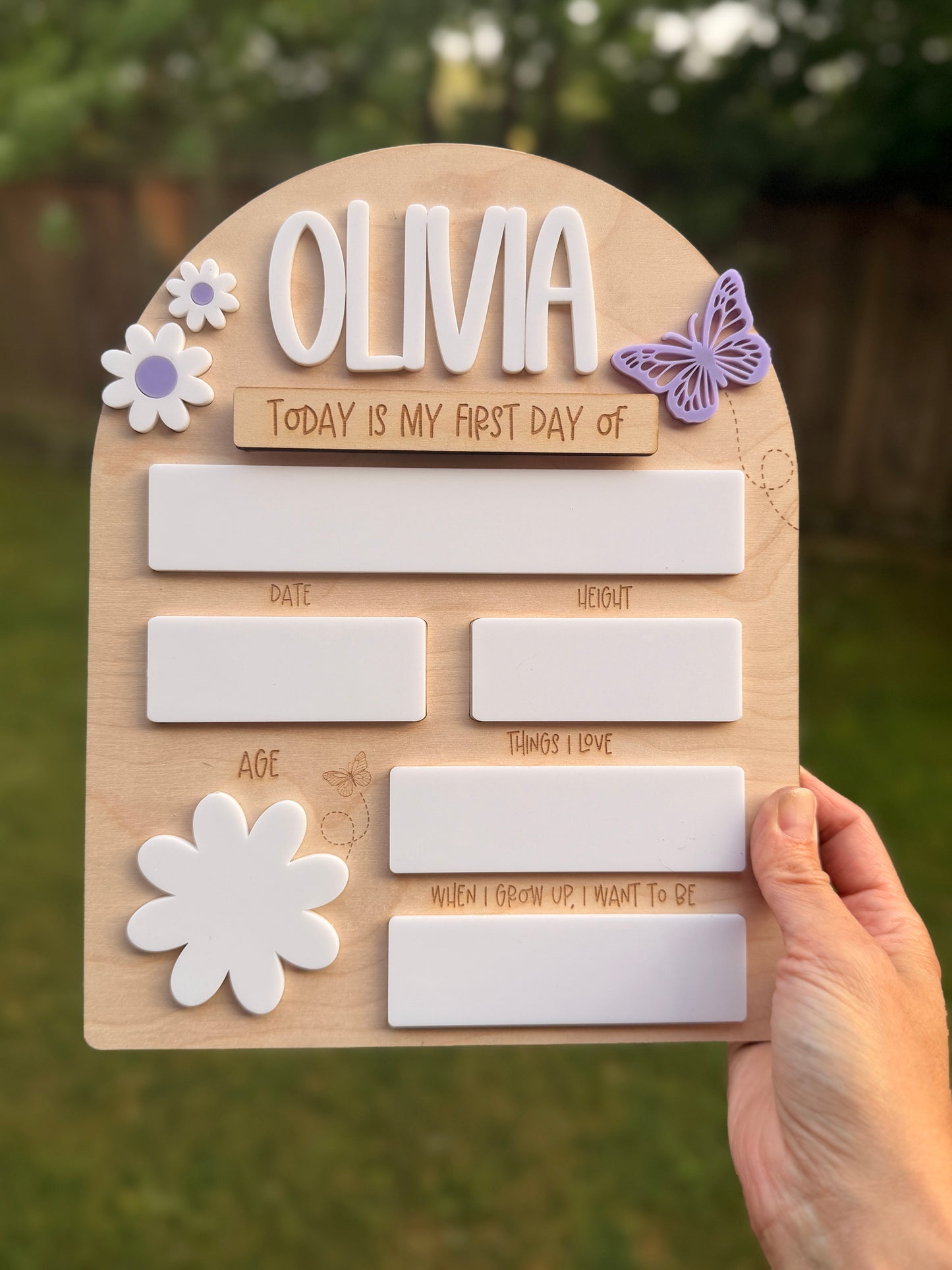 Flower and Butterfly First/Last Day of School Erasable Sign