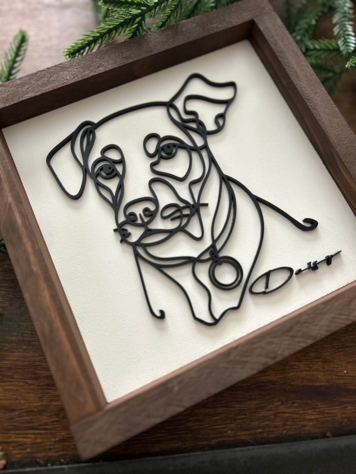 Dog Line Art Framed Sign