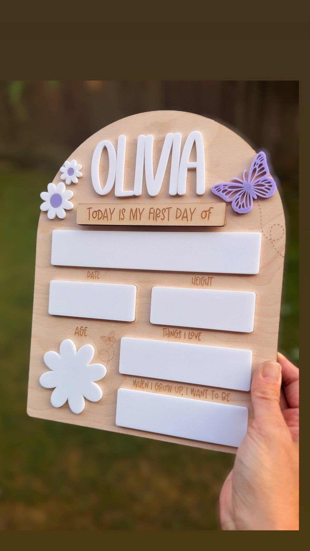 Flower and Butterfly First/Last Day of School Erasable Sign