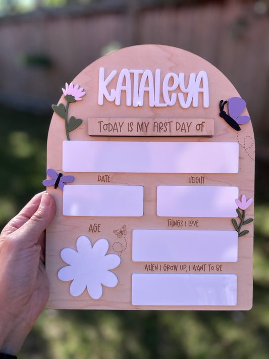 Wildflower and Butterfly First and Last Day Reusable Board