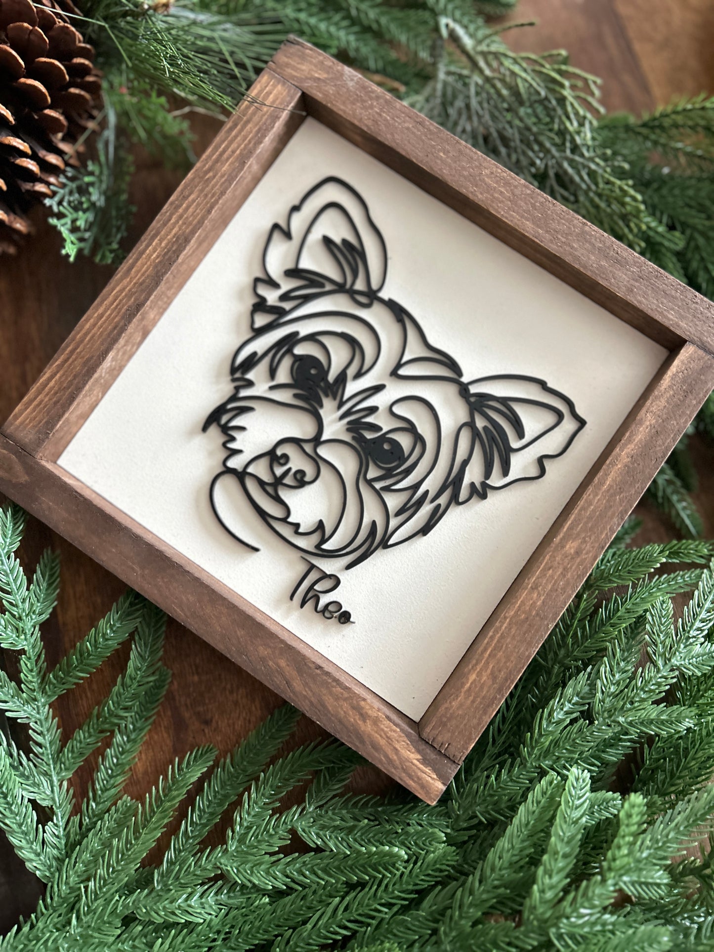 Dog Line Art Framed Sign