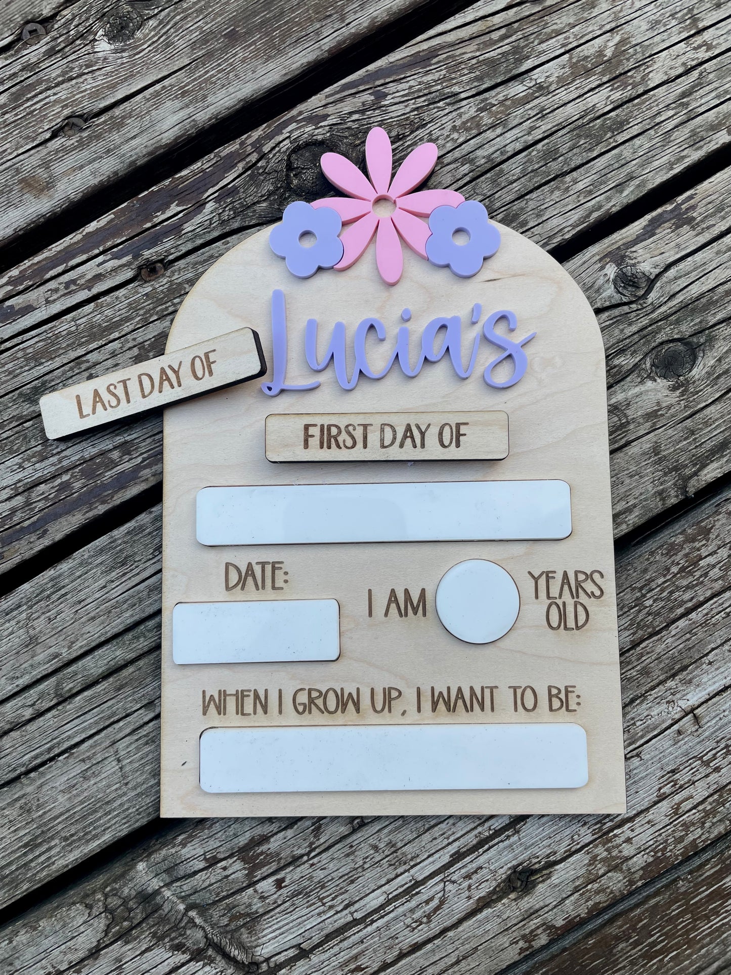 Personalized First Day of School Erasable Wood Plaque-Mini Size