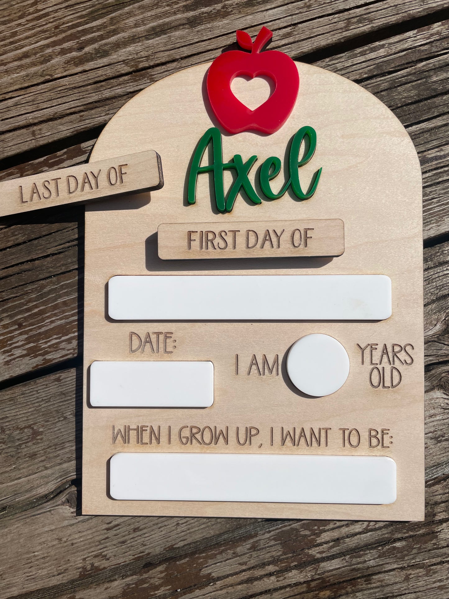 Personalized First Day of School Erasable Wood Plaque-Mini Size